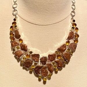 Sterling Silver Citrine Copper Handmade Necklace